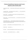 Chemical Equilibrium Questions And Correct Answers Latest Version 2024