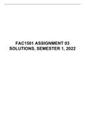 FAC 1501 ASSIGNMENT 03 SOLUTIONS, SEMESTER 1, 2022, UNISA