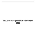 MRL 2601 Assignment 1 Semester 1, UNISA