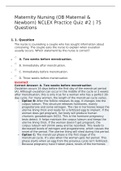 Maternity Nursing &lpar;OB Maternal & Newborn&rpar; NCLEX Practice Quiz &num;2 &vert; 75 Questions