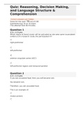 PSYC 575 Quiz Reasoning&comma; Decision Making&comma; and Language Structure & Comprehension&period;