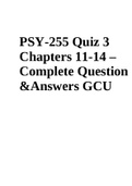PSY-255 Quiz 3 Chapters 11-14 – Complete Question &Answers GCU