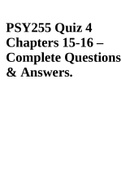 PSY255 Quiz 4 Chapters 15-16 – Complete Questions & Answers.