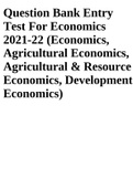 Question Bank Entry Test For Economics 2021-22 (Economics, Agricultural Economics, Agricultural & Resource Economics, Development Economics)