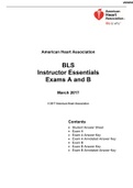 American Heart Association BLS Instructor Essentials Exams A and B March 2017  