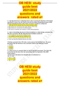 OB HESI  study guide best 2021/2022 questions and answers  rated a+