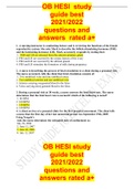 OB HESI  study guide best 2021&sol;2022 questions and answers  rated a&plus;