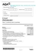 AQA A LEVEL PSYCHOLOGY Paper 1 Introductory topics in psychology 7182/1 June 2021