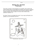 Exam &lpar;elaborations&rpar; BIOLOGY 141 INTRODUCTORY BIOLOGY I Final Exam