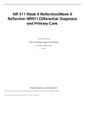 NR 511 Week 8 Reflection|Week 8 Reflection NR511 Differential Diagnosis and Primary Care.