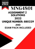 MNG4801 Exam Pack with Assignment 2 Solutions (2022) Code 880229