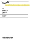 AQA- AS PHYSICS 7407/2 PAPER 2 MARK SCHEME 2021