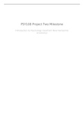 PSY108 Project Two Milestone Journal Entry