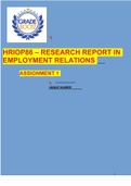 HRIOP86 – RESEARCH REPORT IN EMPLOYMENT RELATIONS MARKED ASSIGNMENT 1