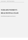NURS 6552 WOMEN’S HEALTH FINAL EXAM 