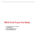 HESI Exit Exam Test Bank , Verified and Correct Answers.