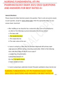 NURSING FUNDAMENTAL ATI PN PHARMACOLOGY EXAM 2021&sol;2022 QUESTIONS AND ANSWERS FOR BEST RATED A&plus;