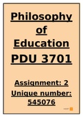 PDU 3701 Philosophy of Education  Assignment 2
