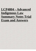 LCP4804 - Advanced Indigenous Law Summary Notes Trial Exam and Answers.