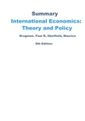 Summary International Economics: Theory and Policy.