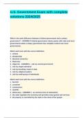 U&period;S&period; Government Exam with complete solutions 2024&lowbar;2025&period;