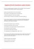 Hygiene NCLEX Questions Latest Version