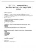 PSYC 331&colon; Lectures Midterm 1 questions and correct answers latest version