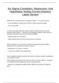 Six Sigma Correlation&comma; Regression&comma; And Hypothesis Testing Correct Answers Latest Version