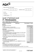 AQA Level 3 Technical Level IT: PROGRAMMING Unit 5 Mathematics For Programmers |with Mark Scheme