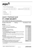 AQA Level 3 Technical Level IT: CYBER SECURITY Unit 6 Network and cyber security administration |with mark scheme