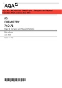 AQA AS CHEMISTRY Paper 1 Inorganic and Physical Chemistry QP 2021 & AQA AS CHEMISTRY 7404&sol;1 Paper 1 Inorganic and Physical Chemistry Mark scheme June 2021