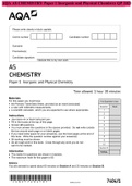 AQA AS CHEMISTRY Paper 1 Inorganic and Physical Chemistry QP 2021