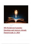 MN Permit test 5 practice Questions and Answers Already Passed Grade A&plus; 2024