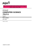 AQA A-level COMPUTER SCIENCE 7517&sol;1 Paper 1 Mark scheme June 2020