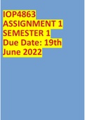 IOP4863 ASSIGNMENT 1 SEMESTER 1 Due Date: 19th June 2022