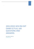 2021/2022 HESI RN EXIT EXAM V2 FULL 160 QUESTIONS AND ANSWERS.