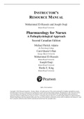 Solution Manual for Pharmacology for Nurses-A Pathophysiological Approach 2nd Canadian Edition Adams