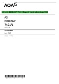 AQA AS BIOLOGY 7401&sol;1 Paper 1 Mark scheme June 2020