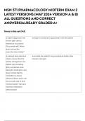 MSN 571 PHARMACOLOGY MIDTERM EXAM 2 LATEST VERSIONS &lpar;MAY 2024 VERSION A & B&rpar; ALL QUESTIONS AND CORRECT ANSWERS&vert;ALREADY GRADED A&plus;