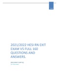 2021/2022 HESI RN EXIT EXAM V5 FULL 160 QUESTIONS AND ANSWERS.