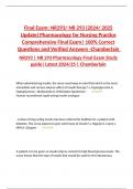 Final Exam&colon; NR293&sol; NR 293 &lpar;2024&sol; 2025 Update&rpar; Pharmacology for Nursing Practice Comprehensive Final Exam&vert; 100&percnt; Correct Questions and Verified Answers -Chamberlain  NR293 &vert; NR 293 Pharmacology Final Exam Study guide&vert; Latest 2024&sol;25 &vert; Chamberlain