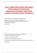 Exam 1&colon; NR293&sol; NR 293 &lpar;2024&sol; 2025 Update&rpar; Pharmacology for Nursing Practice Comprehensive  Exam 1&vert; 100&percnt; Correct Questions and Verified Answers -Chamberlain 