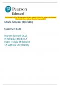 Bundle&colon;Pearson Edexcel Level 1&sol;Level 2 GCSE &lpar;9&ndash;1&rpar; PAPER 1&colon; Area of Study 1 &ndash; Study of Religion Option 1A &ndash; Catholic Christianity QP  and MS&vert;MAY 2024
