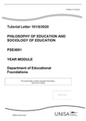 PHILOSOPHY OF EDUCATION AND SOCIOLOGY OF EDUCATION PSE4801 YEAR MODULE