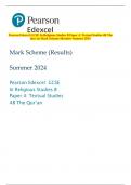 Pearson Edexcel GCSE In Religious Studies B Paper 4&colon; Textual Studies 4B The  Qur&rsquo;an Mark Scheme &lpar;Results&rpar; Summer 2024 
