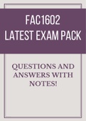 FAC1602 Exam Questions and Answers Pack  and notes - Latest updated - 2022