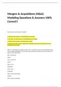  Mergers & Acquisitions &lpar;M&A&rpar; Modeling Questions & Answers 100&percnt; Correct&excl;&excl;