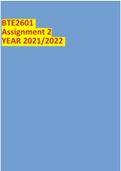 BTE2601 Assignment 2 YEAR 2021/2022 