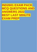 IND2601 EXAM PACK MCQ QUESTIONS AND ANSWERS 2022 BEST LAST MINUTE EXAM PREP