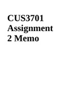 CUS3701 Assignment 2 Memo